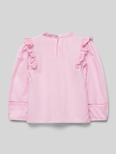 s.Oliver RED LABEL Relaxed fit blouse met broderie anglaise en ruches Roze - 3