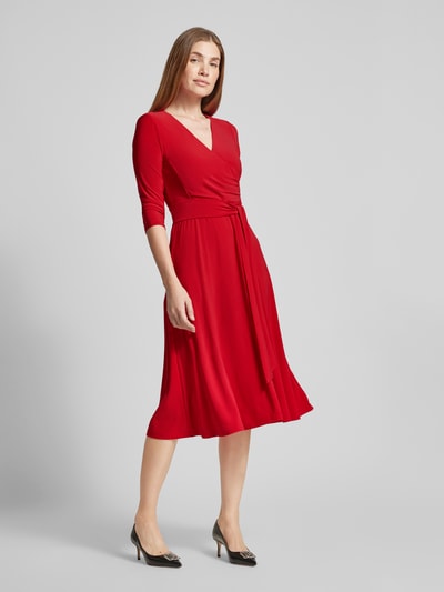 Lauren Ralph Lauren Midikleid mit Bindegürtel Modell 'CARLYNA' Rot 1