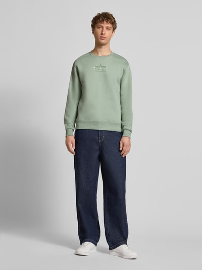 Alpha Industries Sweatshirt met logo en ronde hals Lindegroen - 1