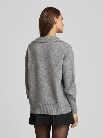 Pieces Regular fit gebreide pullover met wol, model 'MALOU' Middengrijs gemêleerd - 5