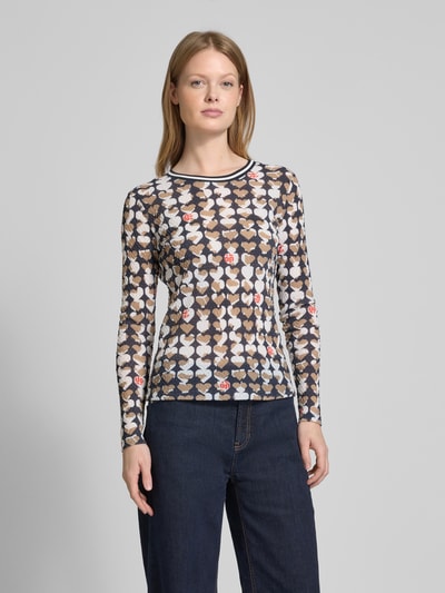 Marc Cain Shirt met lange mouwen en structuurmotief Marineblauw - 4