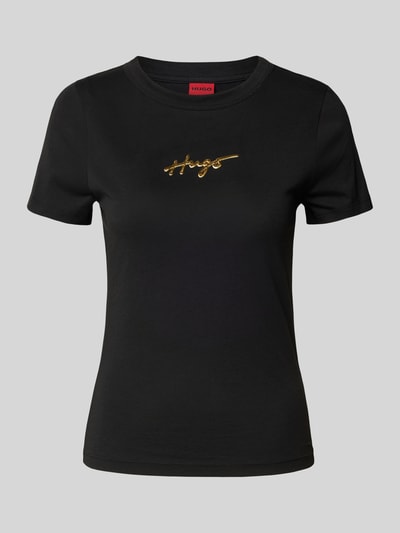 HUGO T-Shirt mit Label-Detail Black 1