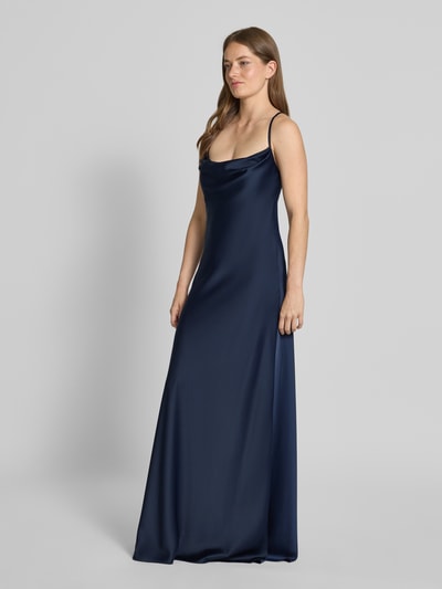 V.M. Abendkleid mit Wasserfall-Ausschnitt Marine 1