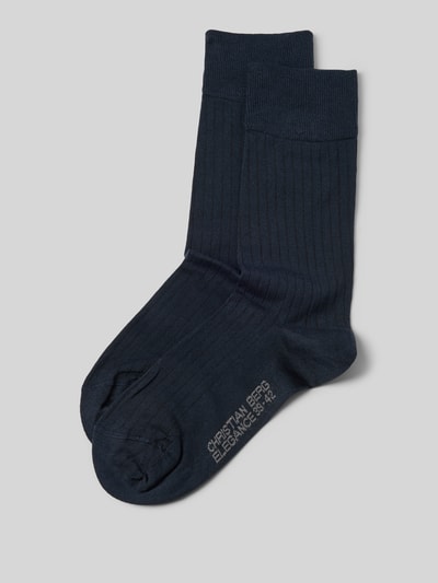 Christian Berg Men Socken mit Label-Print im 2er-Pack Marine 1