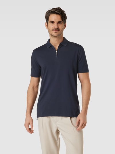 HUGO Poloshirt met korte ritssluiting, model 'Dekok' Marineblauw - 4