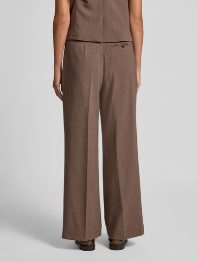 MSCH Copenhagen High waist stoffen broek met wijde pijpen, model 'Rosina Michelle' Donkerbruin - 5