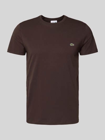 Lacoste Regular fit T-shirt van puur katoen, model 'SUPIMA' Donkerbruin - 2