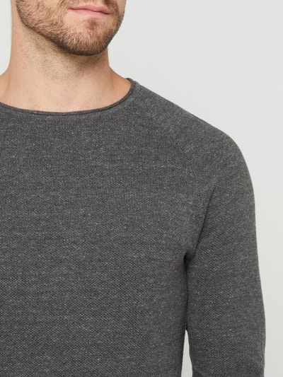 Jack & Jones Gebreide pullover met labelpatch, model 'HILL' Antraciet gemêleerd - 3