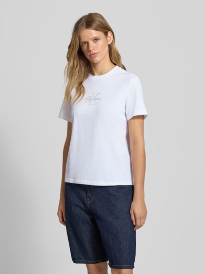 Calvin Klein Jeans T-Shirt mit Label-Print Weiss 4