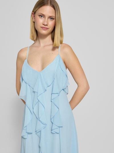 Vero Moda Długa sukienka z falbanami model ‘CAMILLE’ Jasnoniebieski 3