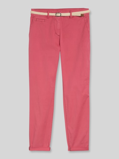 Produktfoto, Slim Fit Chino aus Baumwoll-Mix von Tom Tailor in Optik: Unifarben, Kontrast-Nähte, Damen Gürtel, Beinabschluss: Umschlag.