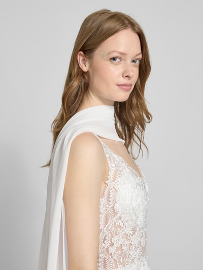 Mascara Avondjurk met kant en V-hals Ecru - 3