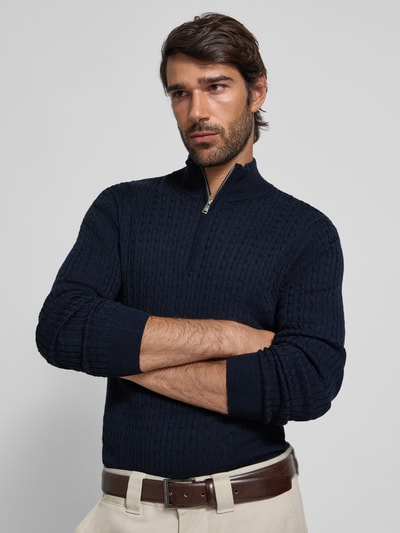 Matinique Strickpullover mit Troyer-Kragen Modell 'mason' Dunkelblau 3