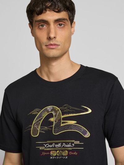 Evisu Regular Fit T-Shirt aus Baumwolle BLACK 3