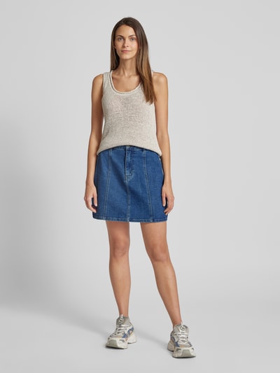 Object Spódnica jeansowa z ozdobnymi szwami model ‘Carol’ Niebieski 1