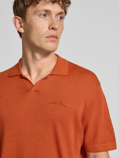 Les Deux Regular Fit Poloshirt aus Leinen-Baumwoll-Mix Modell 'Emmanuel' Orange 3
