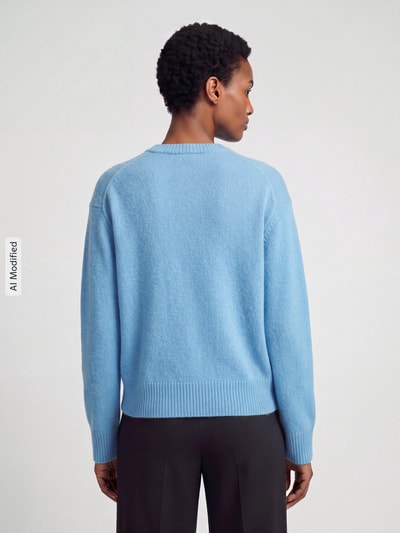 Jake*s Casual Pullover aus reiner Wolle mit Rippabschlüssen Sky 5