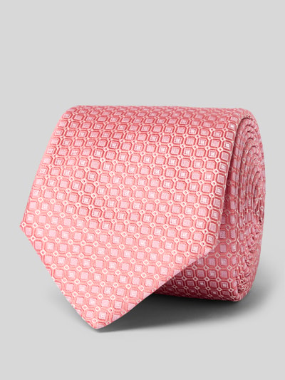 Produktfoto, Krawatte aus Seiden-Mix von BOSS in Unifarbe Rosa mit feiner Webstruktur, glatte Oberfläche, als Accessoire für Herrenmode.