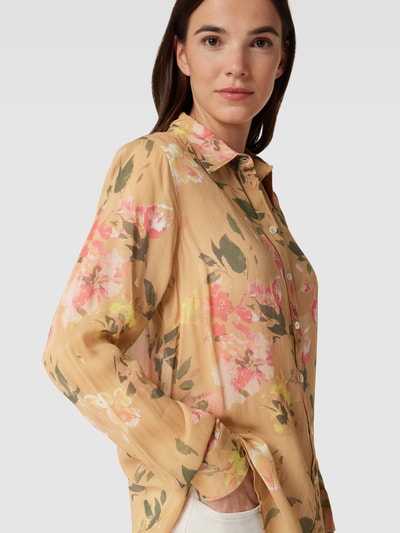 MOS MOSH Overhemdblouse met bloemenmotief, model 'TAYLOR' Beige - 3