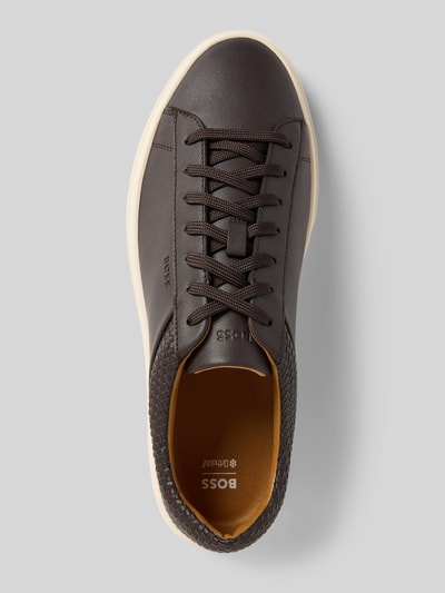 BOSS Low Top Sneaker aus Leder-Mix Modell 'KIERANN_TENN_IWVPU' Dunkelbraun 3