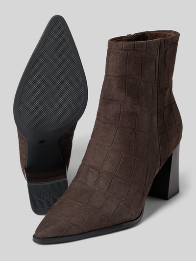 Tamaris Stiefelette aus Rindsnappa mit Blockabsatz Dunkelbraun 4