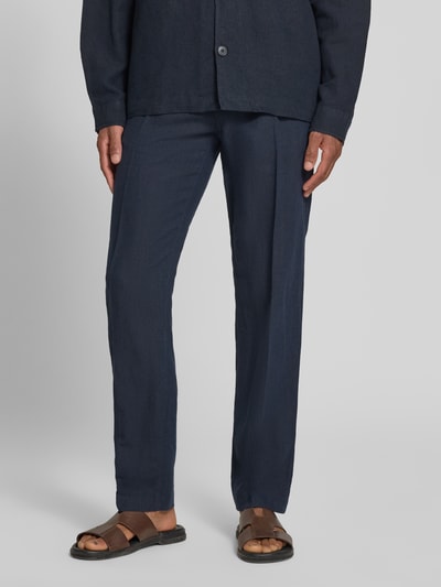 Selected Homme Straight Leg Leinenhose mit Tunnelzug Modell 'LEROY' Dunkelblau 4