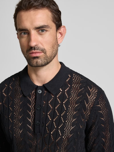 ANNARR Regular fit poloshirt met knoopsluiting, model 'MANI' Zwart - 3