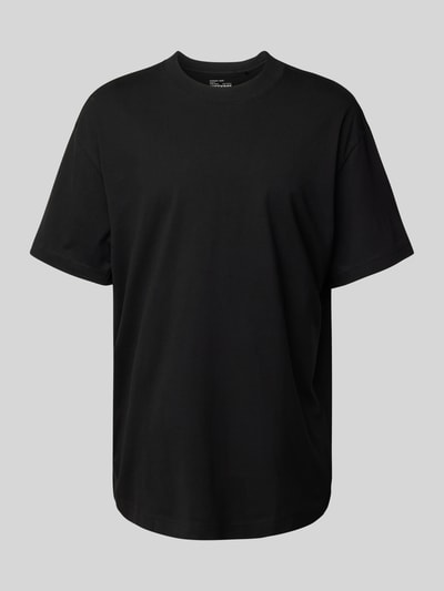 WEEKDAY T-shirt o kroju oversized z okrągłym, prążkowanym dekoltem Czarny 2