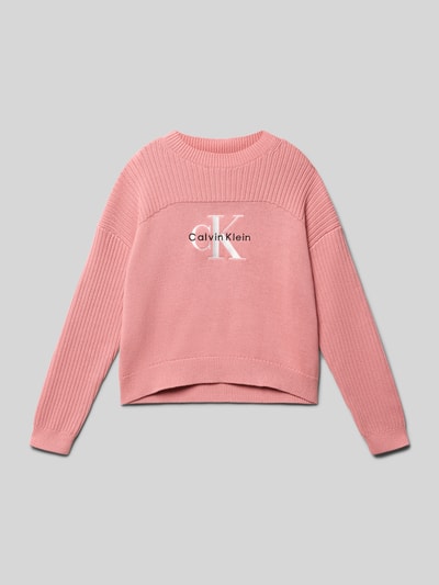 Calvin Klein Jeans Gebreide pullover met labelstitching Felroze - 1