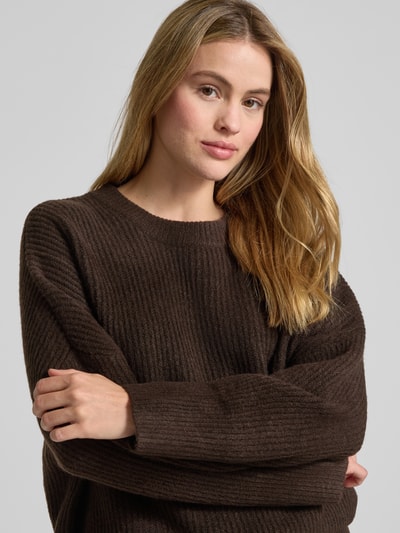 mbyM Gebreide pullover met ronde hals, model 'Gillian' Middenbruin - 3