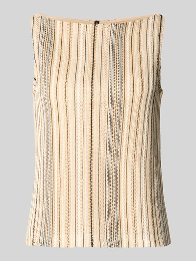 Productfoto, Regular Fit Tank Top met all-over structuurpatroon model 'DEMI' van Vero Moda, gestreept, zandkleurig, U-boothals, brede bandjes