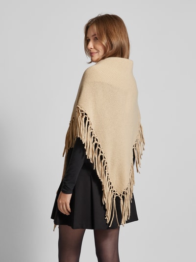 Weekend Max Mara Poncho van scheerwol met franjes, model 'TORNADO' Beige - 5