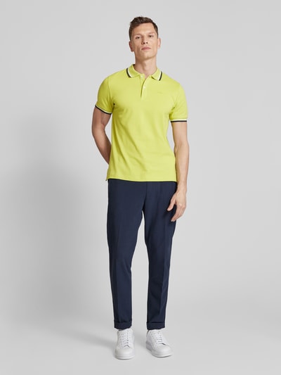 Geox Slim fit poloshirt met contraststrepen Neongeel gemêleerd - 1