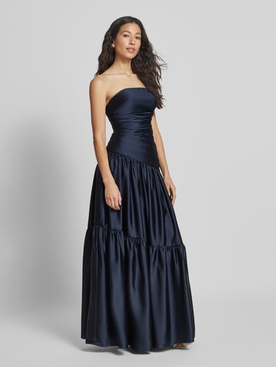 Luxuar Sukienka wieczorowa z marszczeniami i dołem obszytym falbaną Ciemnoniebieski 1