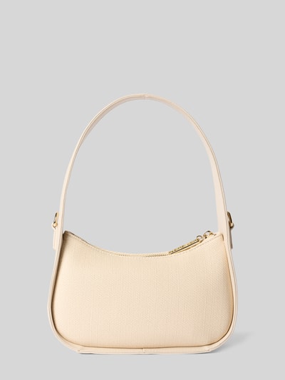 Productfoto, beige schoudertas met gouden ritssluiting, structuur in lederlook, Shoulder Bag mit Logo-Detail Modell 'Atena' van VALENTINO BAGS, hoofdvak met ritssluiting, afneembare schouderriem, breedte 21 cm, lengte 15 cm, diepte 7 cm, lengte schouderriem 45 cm