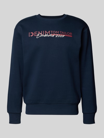 Tom Tailor Denim Regular fit sweatshirt van katoenmix Marineblauw - 2