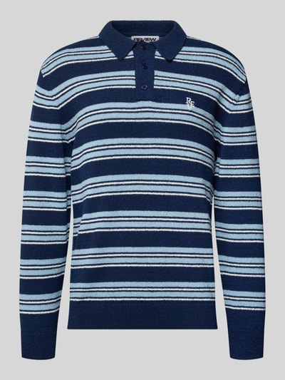 REVIEW Strickpullover mit Polokragen in Bouclé-Optik Marine 1