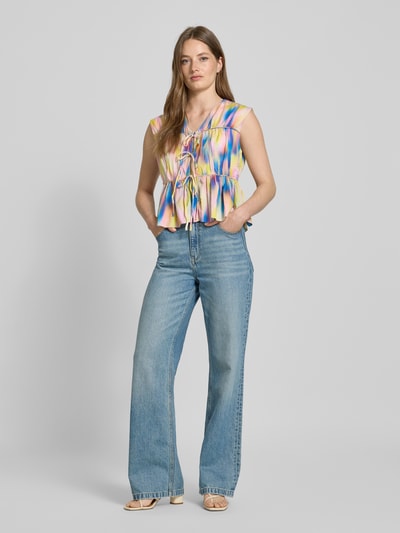 YAS Relaxed fit blousetop met vetersluiting, model 'VIRANO' Felroze - 1