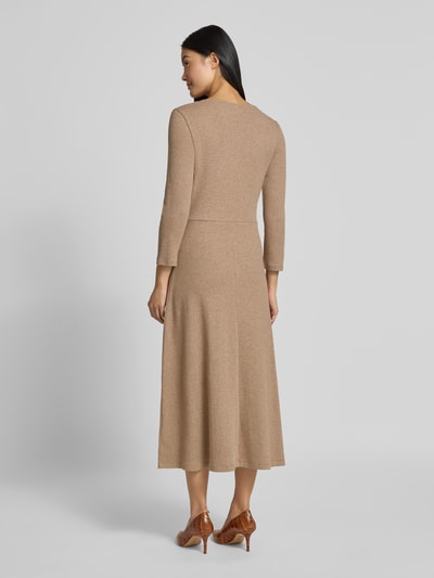 Lauren Ralph Lauren Midikleid mit Rundhalsausschnitt und 3/4-Arm Beige 5