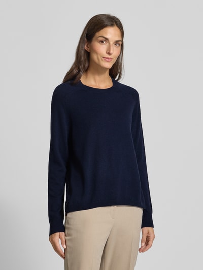 0039 Italy Gebreide pullover van kasjmiermix met raglanmouwen, model 'NIKITA' Donkerblauw - 4