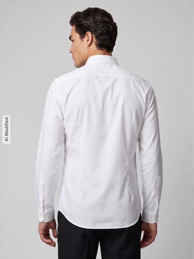 Jake*s Slim fit zakelijk overhemd met afgeronde zoom Wit - 5
