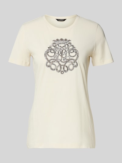 Lauren Ralph Lauren T-shirt met labelstitching, model 'KATLIN' Ecru - 2