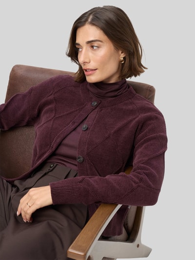 Brax Regular Fit Strickjacke aus Baumwoll-Mix Bordeaux 3