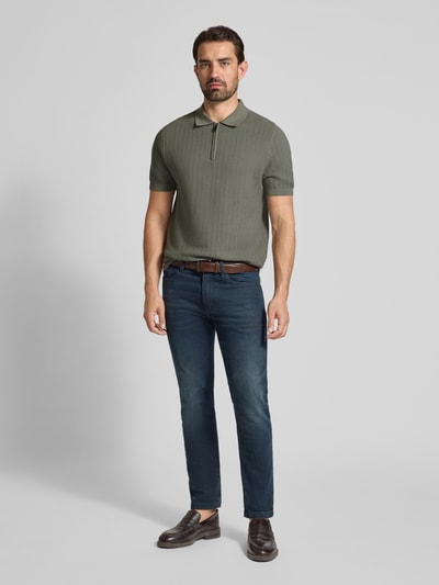 Christian Berg Men Regular Fit Poloshirt mit kurzem Reißverschluss Metallic Gruen 1