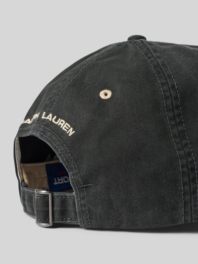 Produktfoto, czapka z daszkiem Cap aus reiner Baumwolle od Polo Ralph Lauren w kolorze czarnym, wyraźne szwy, regulacja z tyłu, faktura bawełny