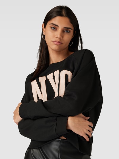 Only Sweatshirt met labelstitching, model 'LANEY' Zwart - 3