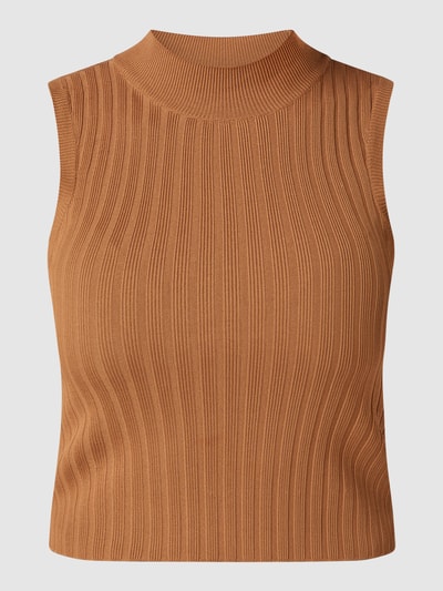 Guess Crop Top mit Rippenstruktur Modell 'Aline' Cognac 2