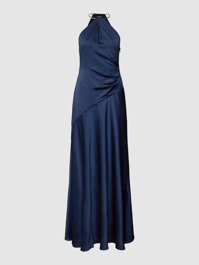 Lauren Dresses Avondjurk met halter in metallic, model 'FALEANA' Marineblauw - 2