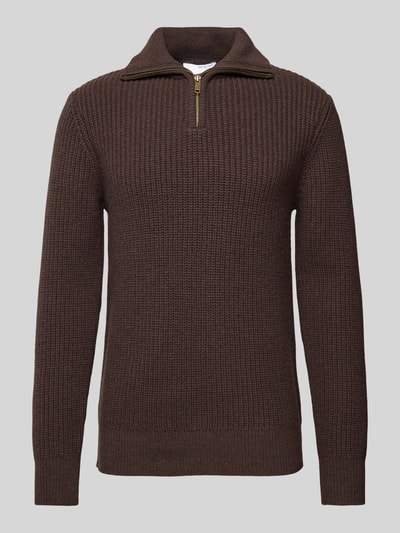 SELECTED HOMME Gebreide pullover met ribboorden, model 'LAND' Donkerbruin - 2