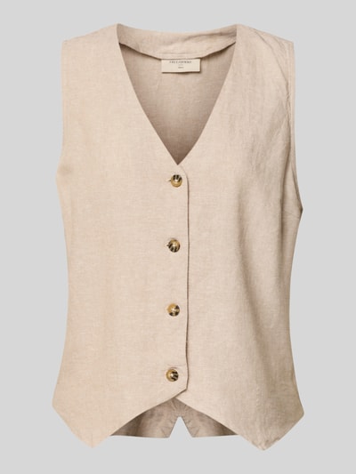 FREE/QUENT Leinenweste mit V-Ausschnitt Modell 'Lava' Beige 2